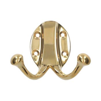 Alexander and Wilks Traditional Double Robe Hook in Unlacquered Brass - AW771UB Alexander and Wilks Traditional Double Robe Hook in Unlacquered Brass - AW771UB