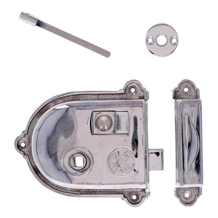 Alexander and Wilks Grange Rim Lock - Polished Nickel - AW103PN 