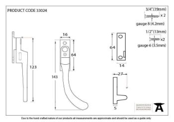 Black Night-Vent Locking Peardrop Fastener - RH - 33024