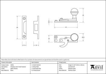 Satin Chrome Prestbury Hook Fastener - 45941