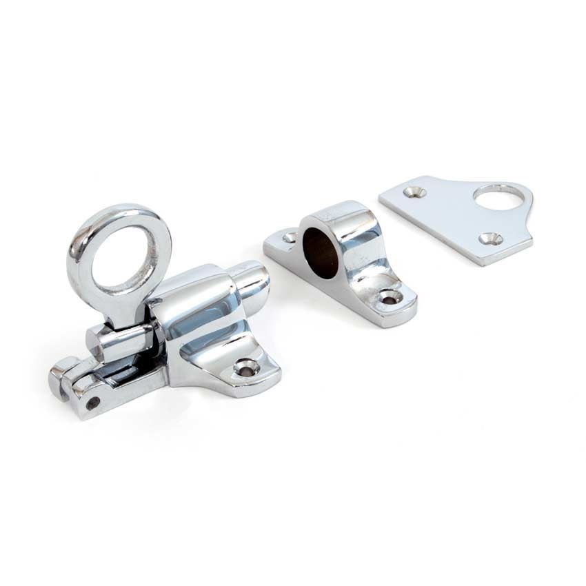 Polished Chrome Fanlight Catch + Two Keeps - 90268 