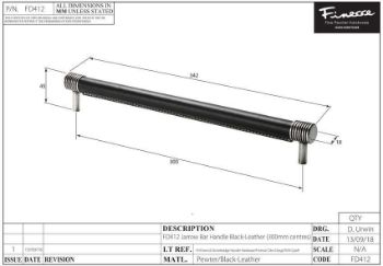 Jarrow Black leather and Pewter round bar handle - FD412 