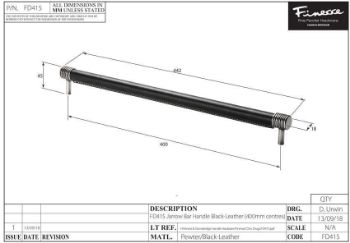 Jarrow Black leather and Pewter round bar handle - FD415