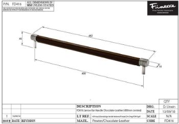Jarrow Chocolate leather and Pewter round bar handle - FD416 