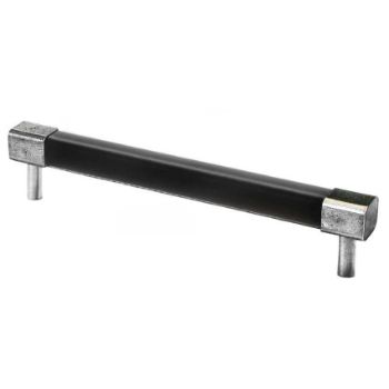 Jedburgh Black leather and Pewter Square bar handle - FD400