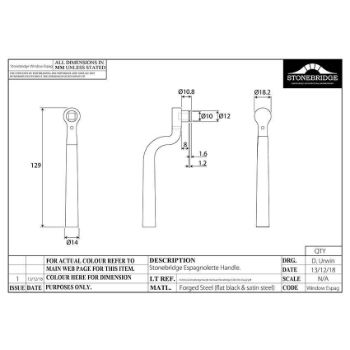 ARUNDEL ESPAG WINDOW HANDLE LOCKING ARMOR COAT FLAT BLACK DRAWING - SB-FB1141