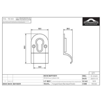 CYLINDER PULL EURO ARMOR COAT FLAT BLACK - SB-FB1303