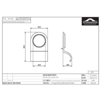 CYLINDER PULL YALE ARMOR COAT FLAT BLACK - SB-FB1302