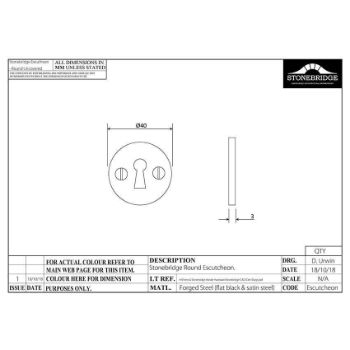 ESCUTCHEON - ROUND UNCOVERED ARMOR COAT FLAT BLACK - SB-FB113