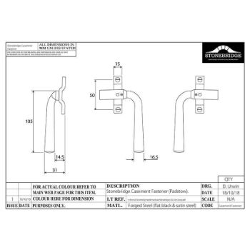 PADSTOW CASEMENT FASTENER L/H LOCKING ARMOR COAT FLAT BLACK - SB-FB204 