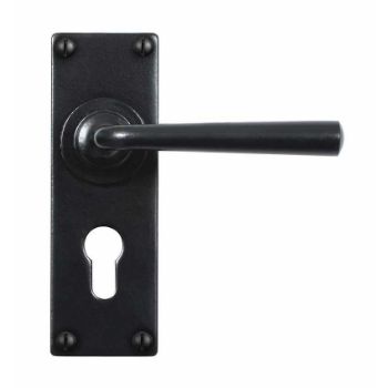 PADSTOW EURO LOCK PLATE LEVER 48mm ARMOR COAT FLAT BLACK - SB-FB009