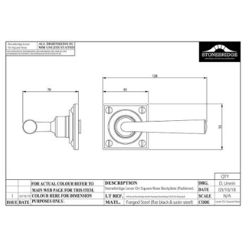 PADSTOW LEVER ON SQUARE ROSE ARMOR COAT FLAT BLACK - SB-FB002