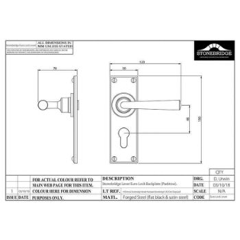 PADSTOW SATIN STEEL ARMOR-COAT DOOR LEVER HANDLE EURO LOCK 48MM BACKPLATE SPRUNG - SS608