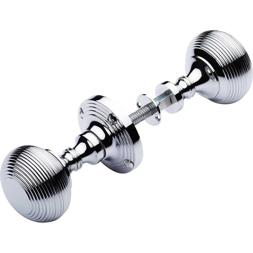 Rim Reeded Rim Mortice Door Knobs - RIM-V971-PC