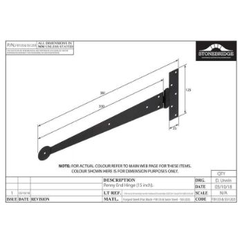 Penny End 15" Satin Steel Hinge - NFS1203