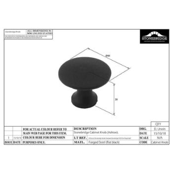 ASHTON KNOB 40mm ARMOR COAT FLAT BLACK - SB-FB301 