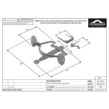 Bean End Satin Steel Thumb Latch Set - NFS712