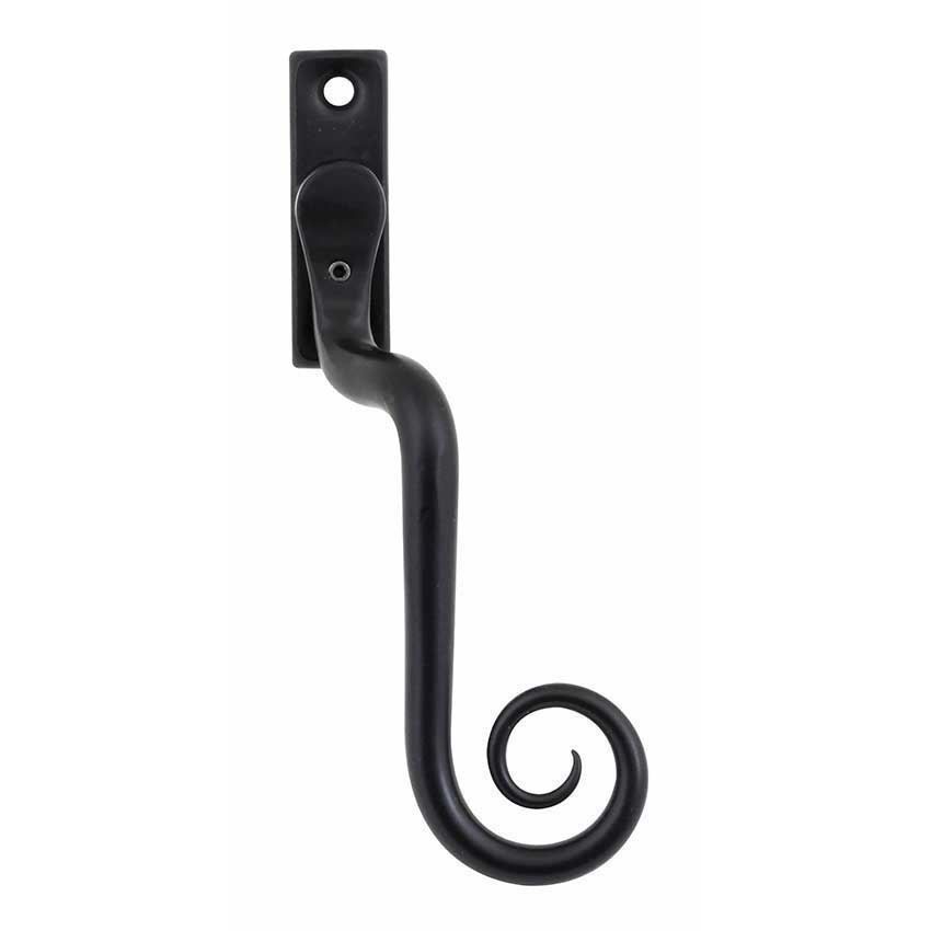 CURL CRANKED ESPAGNOLETTE WINDOW HANDLE LOCKING R/H ARMOR COAT FLAT BLACK - SB-FB1301R 