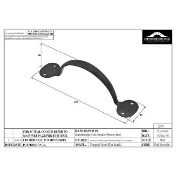 PENNY END PULL HANDLE 8"/200mm ARMOR COAT FLAT BLACK - SB-FB402 