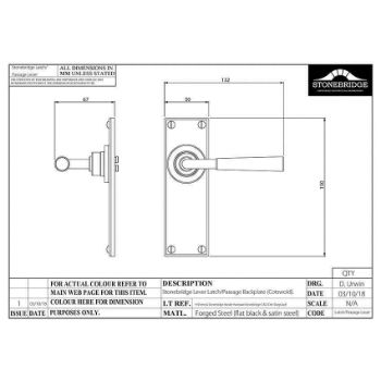 COTSWOLD LEVER ON LATCH/PASSAGE ARMOR COAT FLAT BLACK - SB-FB1112 