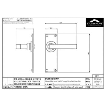 ARUNDEL LEVER LATCH/PASSAGE ARMOR COAT FLAT BLACK DRAWING - SB-FB1122