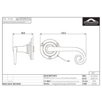 Curl Lever on Round Rose - Flat Black Finish - SB-FB1068 