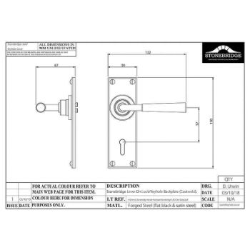 COTSWOLD LEVER LOCK/KEYHOLE 57MM ARMOR COAT FLAT BLACK - SB-FB1114