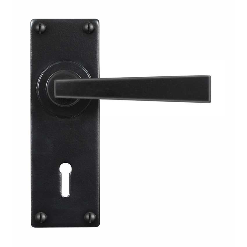 ARUNDEL LEVER LOCK/KEYHOLE 57MM ARMOR COAT FLAT BLACK - SB-FB1124