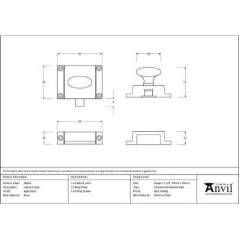 Aged Brass Cabinet Latch - 46046