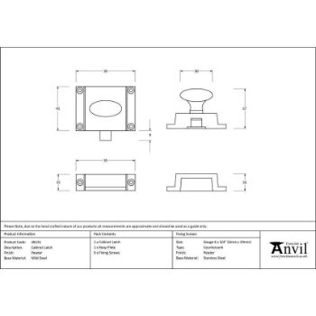 Pewter Cabinet Latch - 46131