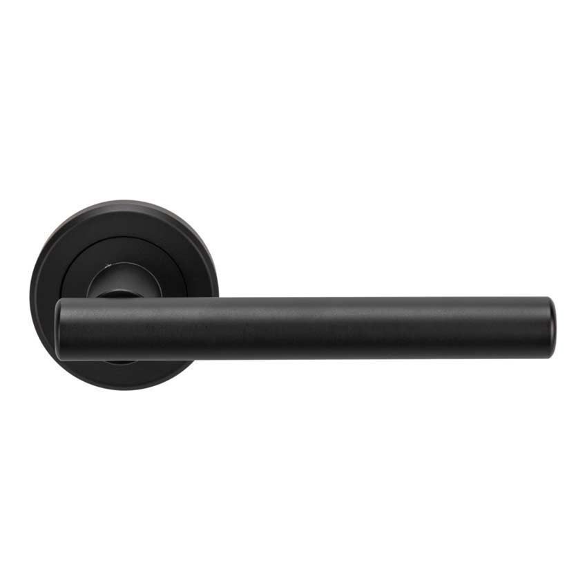 Philadelphia Door Handle on a Rose in Matt Black - ZIN3121MB