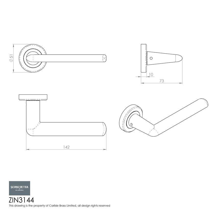 Manon Door Handle in Matt Satin Chrome ZIN3144SC at Simply Door Handles, ZIN3144SC
