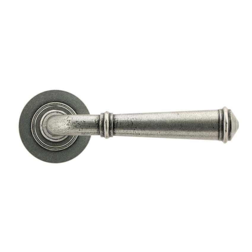 Regency Lever on a Plain Rose in Pewter finish - 45643