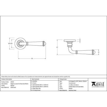 Regency Lever on a Plain Rose in Pewter finish - 45643