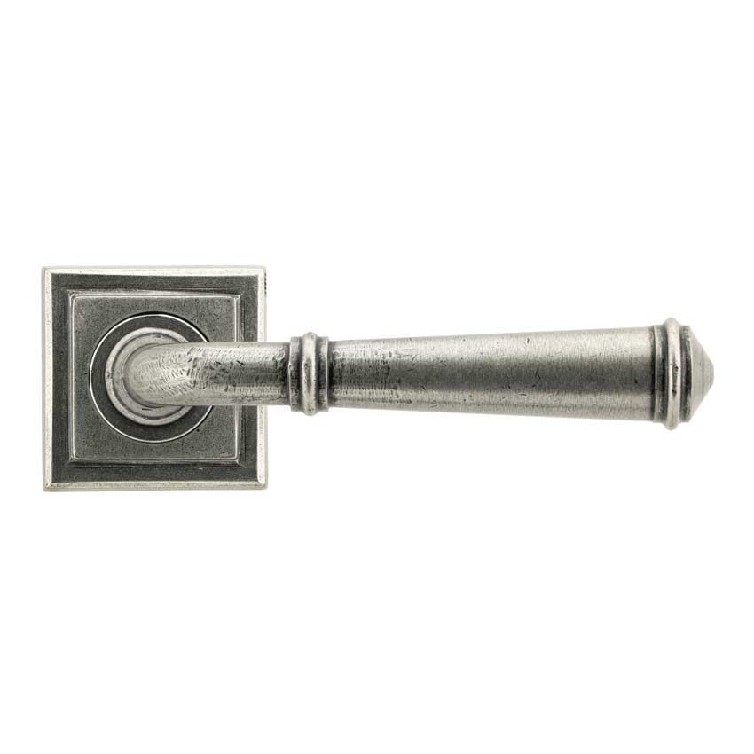 Regency Lever on a Square Rose in Pewter finish - 45646