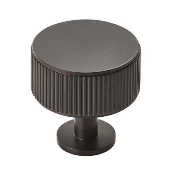 Matt Black Lines Radio Cabinet Knob - FTD713MB