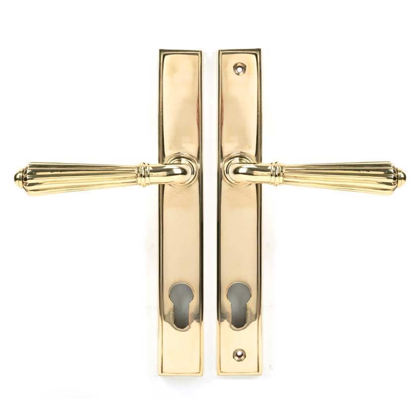 Hinton Euro Slim-line Sprung Espag Handle in Polished Brass - 46547