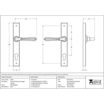 Hinton Euro Slim-line Sprung Espag Handle in Polished Brass - 46547