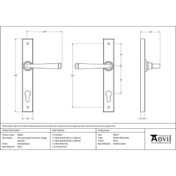 Period Avon Euro Slim-line Sprung Espag Handle in Polished Brass - 46548