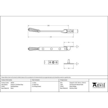 Polished Brass Hinton Window Stay - 46703