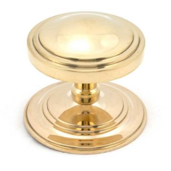 Period Art Deco Centre Door Knob in Polished Brass - 46553