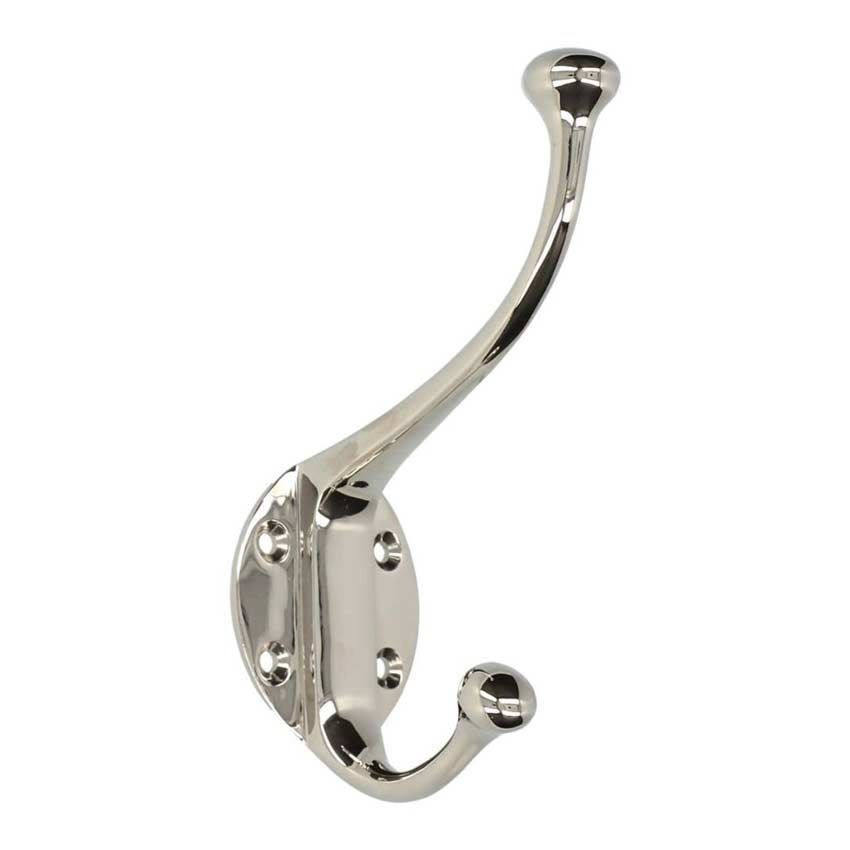 Alexander and Wilks Traditional Hat and Coat Hook in Polished Nickel - AW772PN