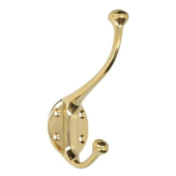 Alexander and Wilks Traditional Hat and Coat Hook in Unlacquered Brass - AW772PBU Alexander and Wilks Traditional Hat and Coat Hook in Unlacquered Brass - AW772PBU