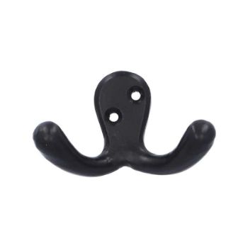 Alexander and Wilks Victorian Double Robe Hook in a Black Finish - AW773BL Alexander and Wilks Victorian Double Robe Hook in a Black Finish - AW773BL