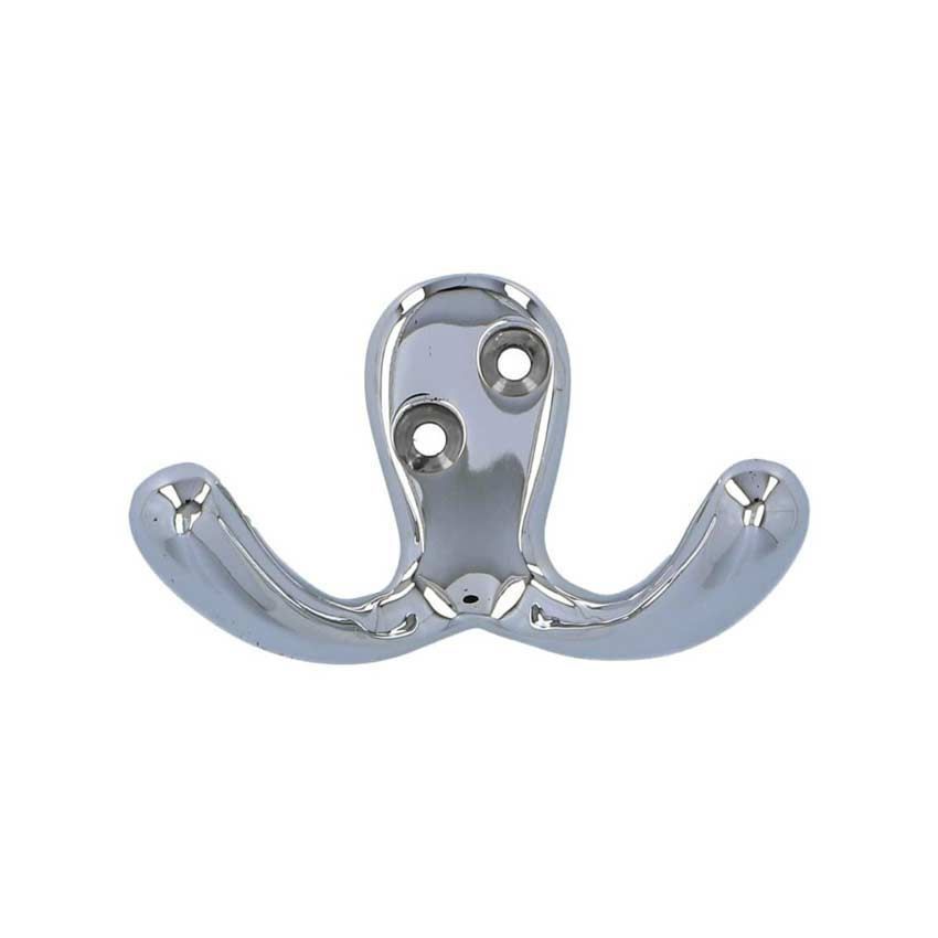 Alexander and Wilks Victorian Double Robe Hook in a Polished Chrome Finish - AW773PC 
