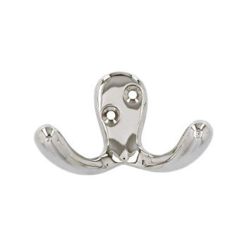 Alexander and Wilks Victorian Double Robe Hook in a Polished Nickel Finish - AW773PN Alexander and Wilks Victorian Double Robe Hook in a Polished Nickel Finish - AW773PN