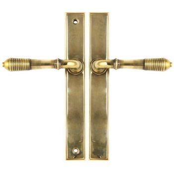 Aged Brass Reeded Slimline Lever Latch Set - 45419