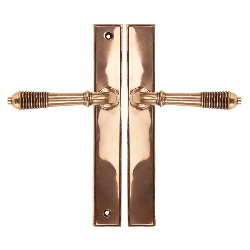 Polished Bronze Reeded Slimline Lever Latch Set - 45428