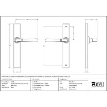 Aged Brass Newbury Slimline Lever Latch Set - 45429 