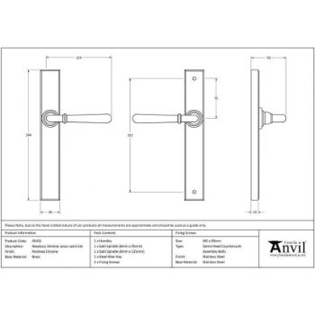 Polished Chrome Newbury Slimline Lever Latch Set - 45431 